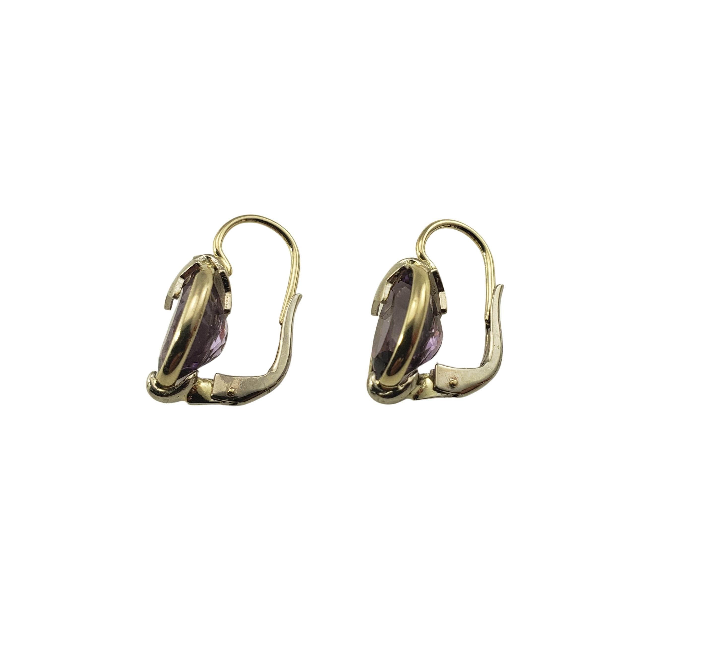Women's 14 Karat Yellow Gold and Amethyst Earrings For Sale