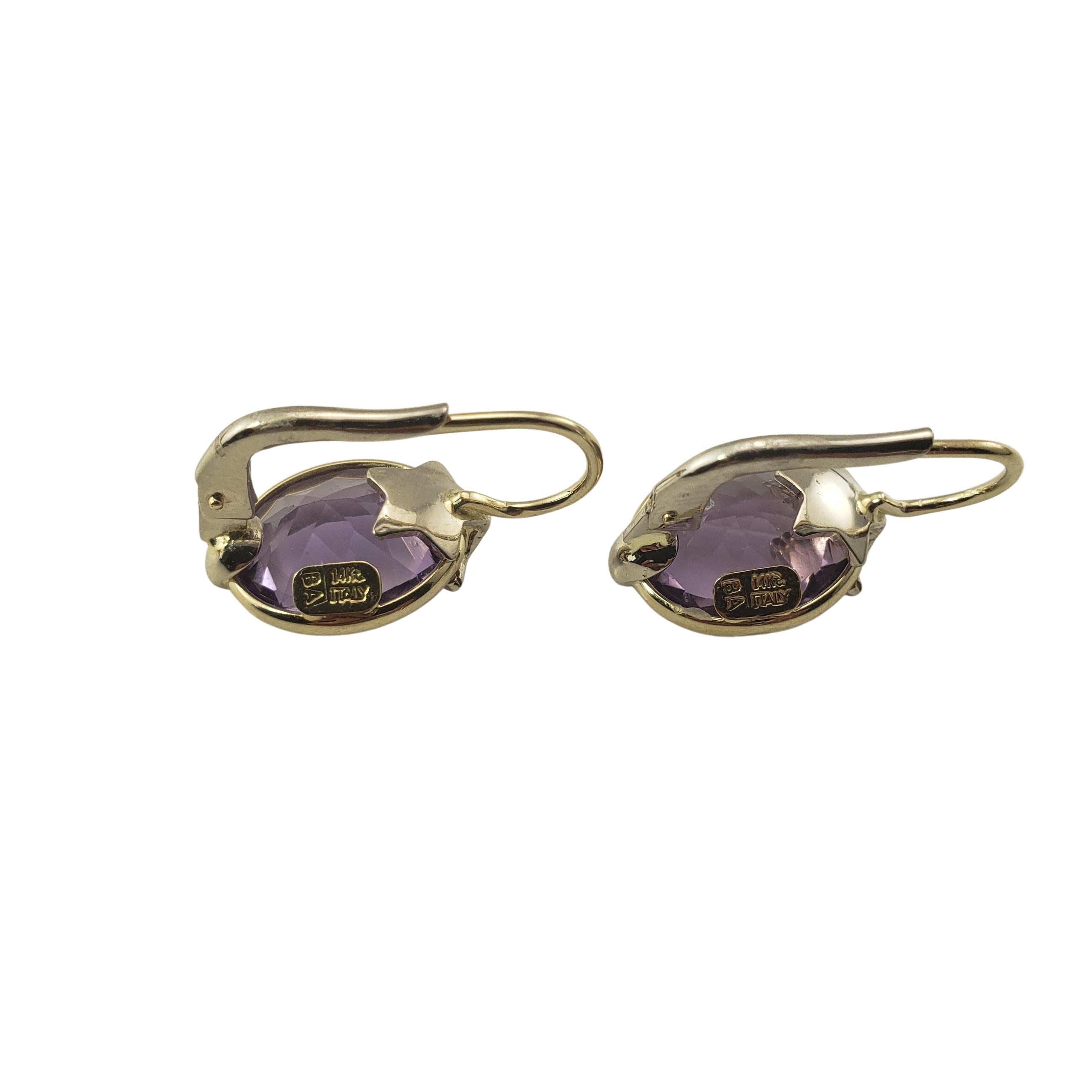 14 Karat Yellow Gold and Amethyst Earrings For Sale 1