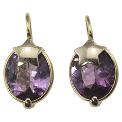 14 Karat Yellow Gold and Amethyst Earrings