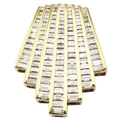 14 Karat Yellow Gold and Baguette Diamond Pendant