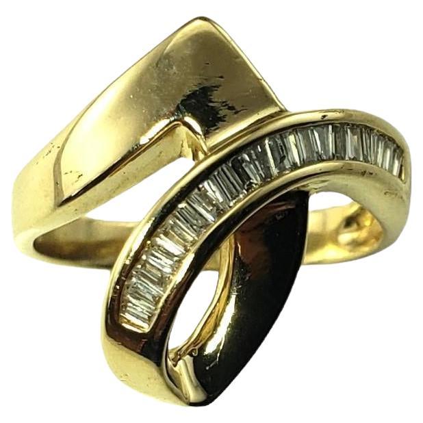 14 Karat Gelbgold und Baguette Diamant Ring Größe 7 #24694