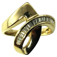 14 Karat Yellow Gold and Baguette Diamond Ring Size 7 #24694