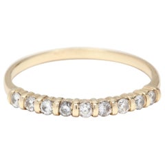 14 Karat Yellow Gold and Bar Set Diamond Stackable Wedding Band Ring