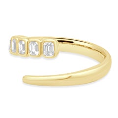 14 Karat Yellow Gold and Bezel Set Emerald Cut Diamond Wrap Ring