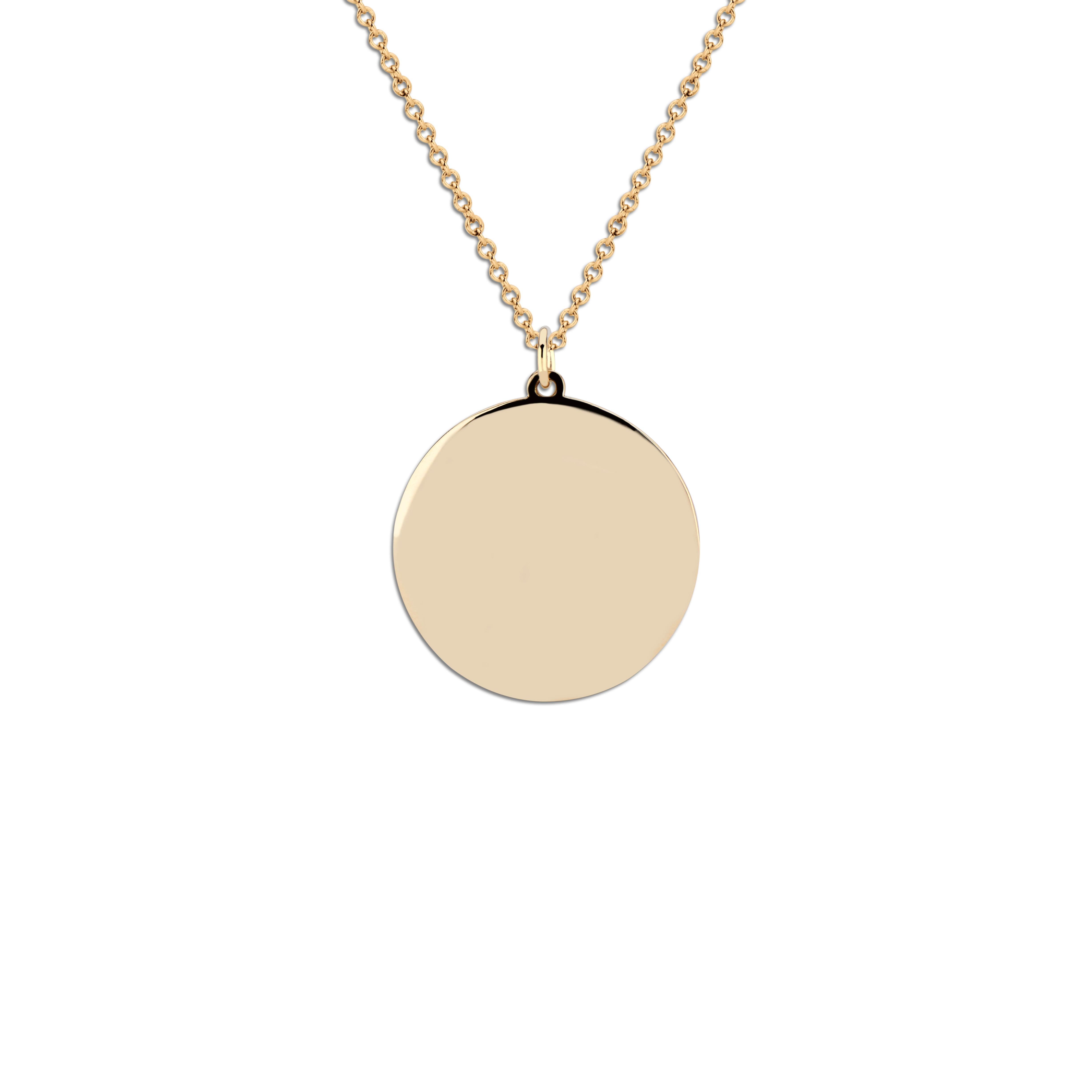 Round Cut 14 Karat Yellow Gold and Black Diamond Be the Change, Medallion Pendant For Sale