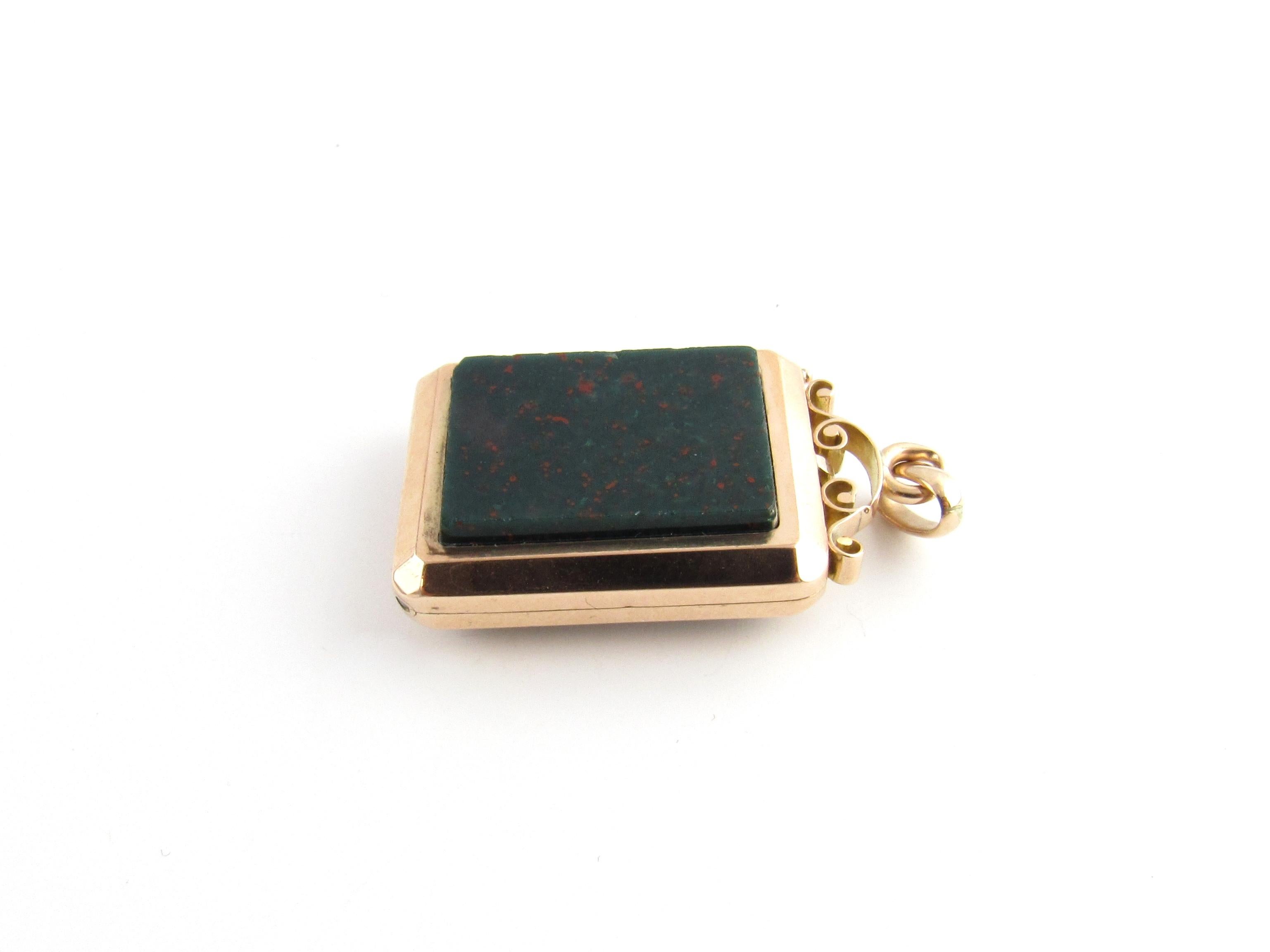 Women's 14 Karat Yellow Gold and Bloodstone Locket
