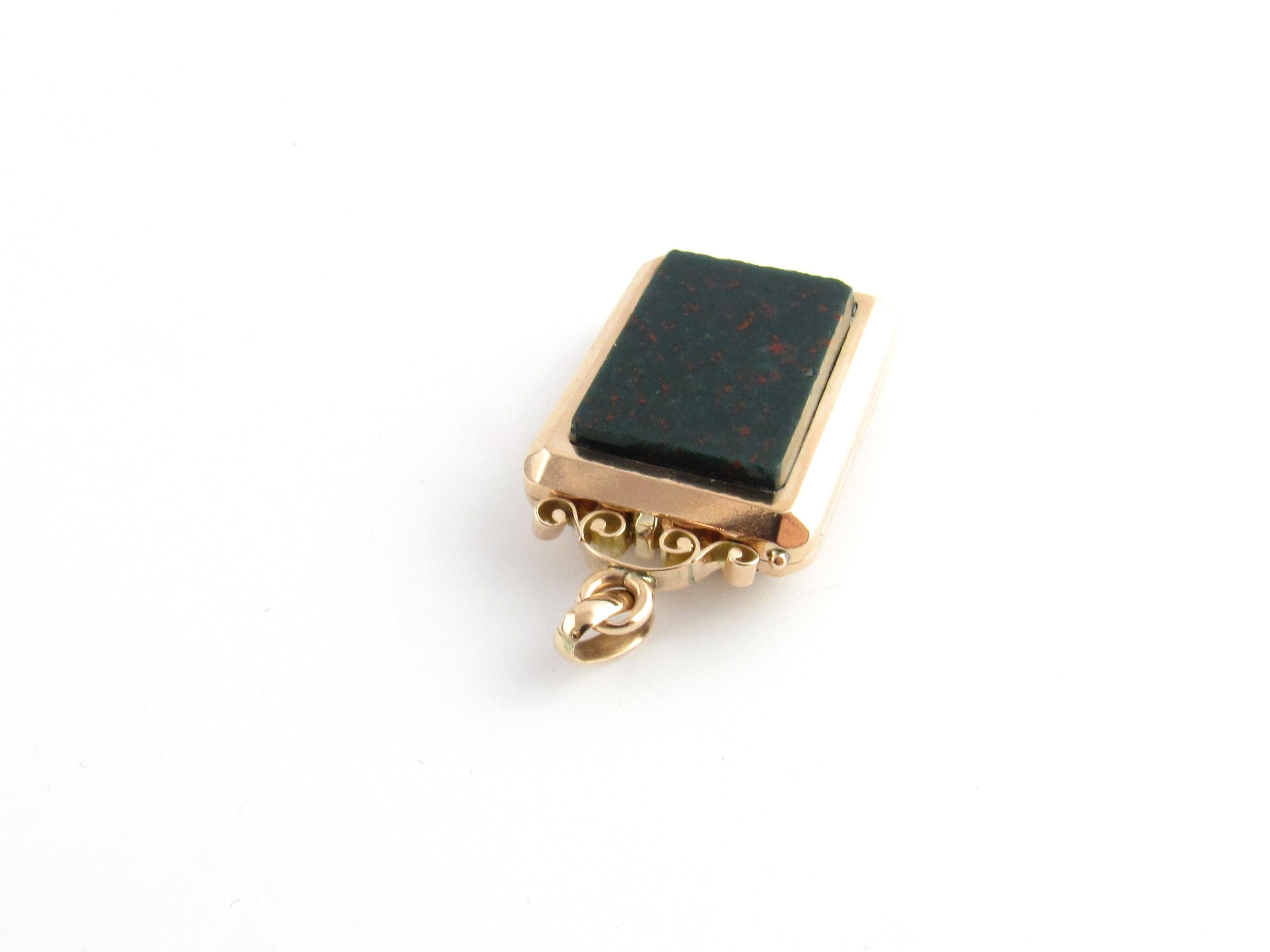 14 Karat Yellow Gold and Bloodstone Locket 1
