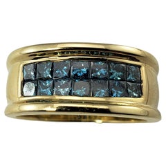 14 Karat Yellow Gold and Blue Diamond Ring