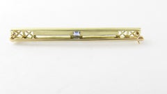 14 Karat Yellow Gold and Blue Topaz Pin / Brooch