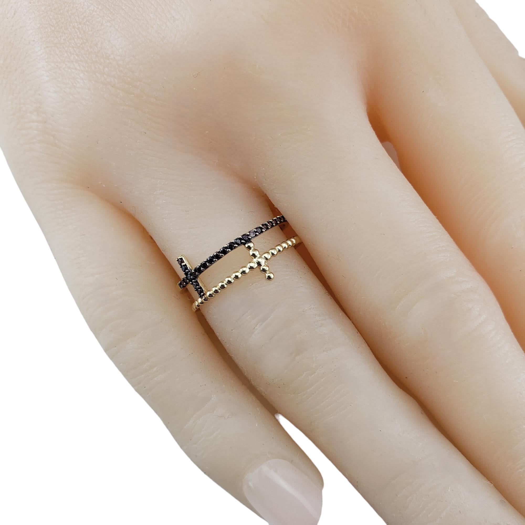 14 Karat Yellow Gold and Brown Diamond Double Cross Ring Size 7.5 #18109 For Sale 3