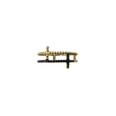14 Karat Yellow Gold and Brown Diamond Double Cross Ring Size 7.5 #18109