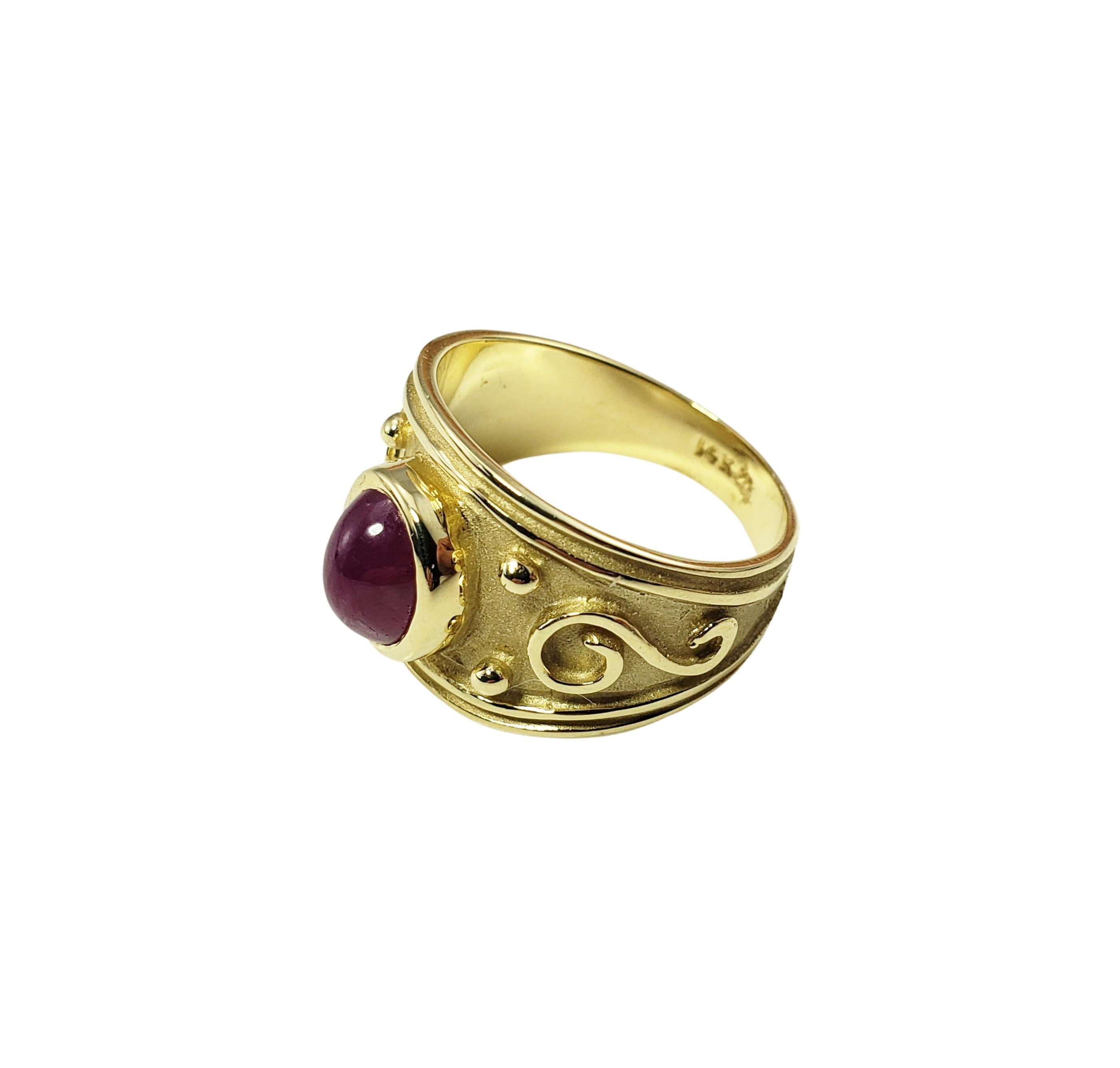 14 Karat Gelbgold Ring mit Rubin im Cabochon-Schliff Damen