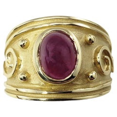 14 Karat Gelbgold Ring mit Rubin im Cabochon-Schliff