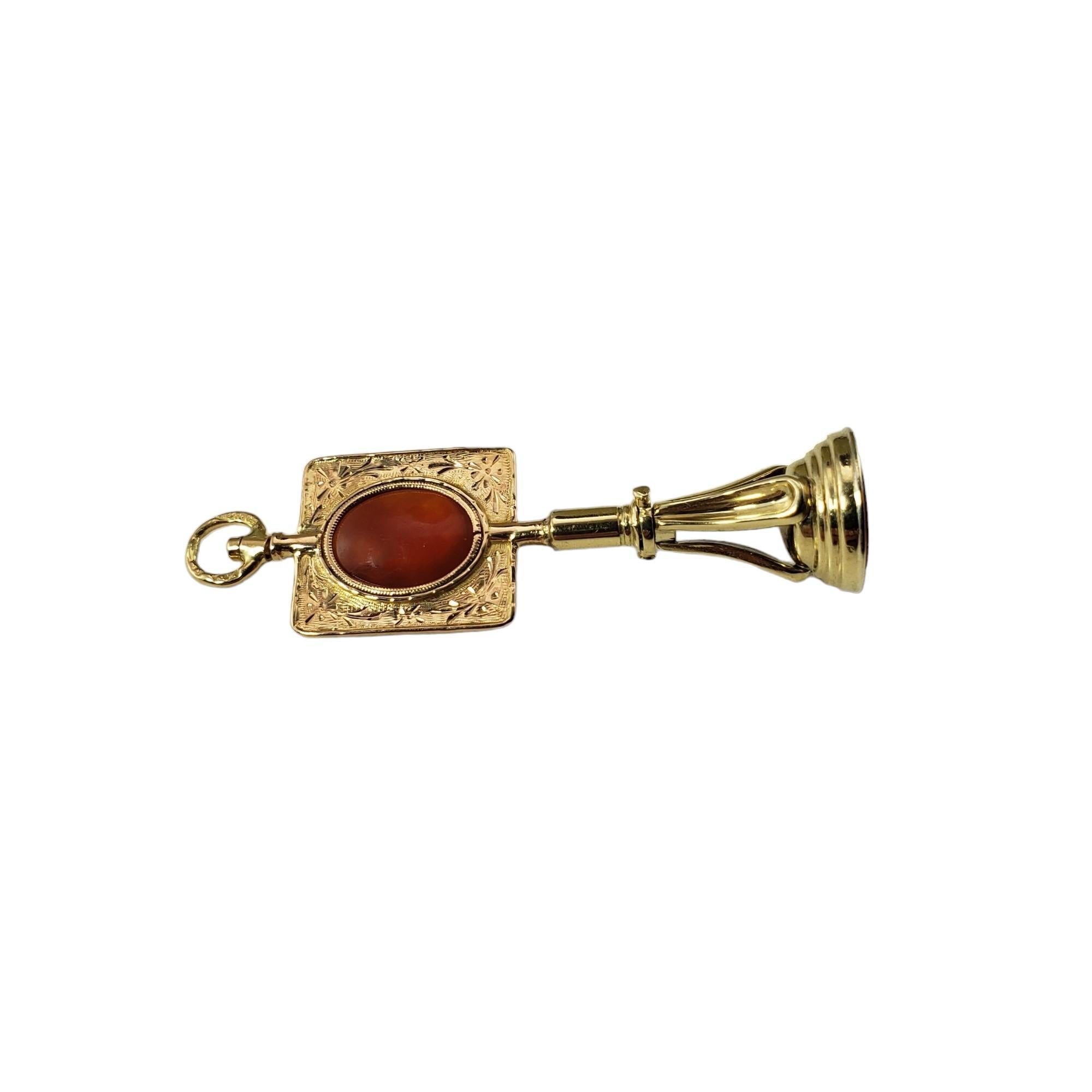 Oval Cut  14 Karat Yellow Gold and Carnelian Fob Pendant #15725 For Sale