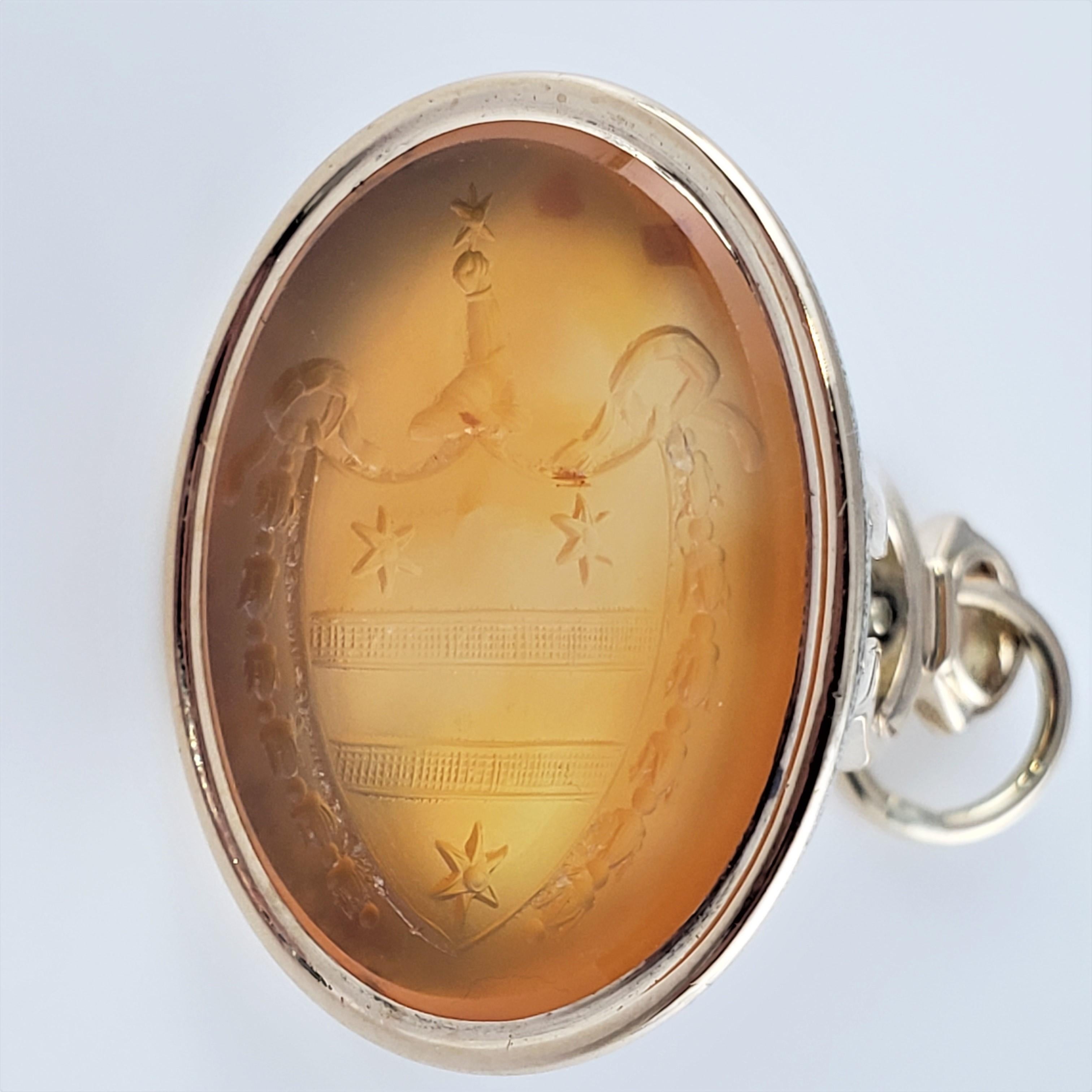 Women's 14 Karat Yellow Gold and Carnelian Watch Fob/Seal Pendant