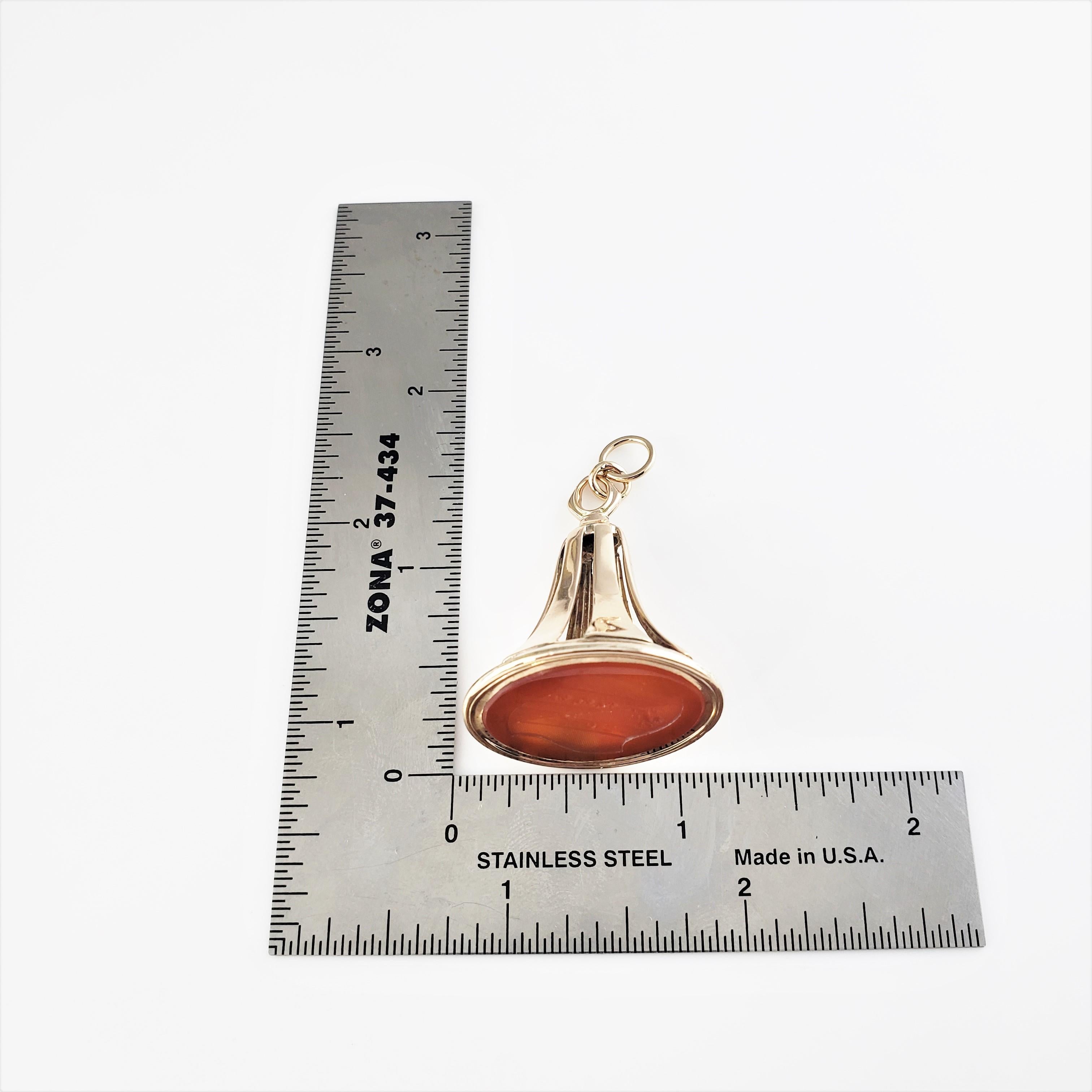 Women's or Men's 14 Karat Yellow Gold and Carnelian Watch Fob/Seal Pendant For Sale