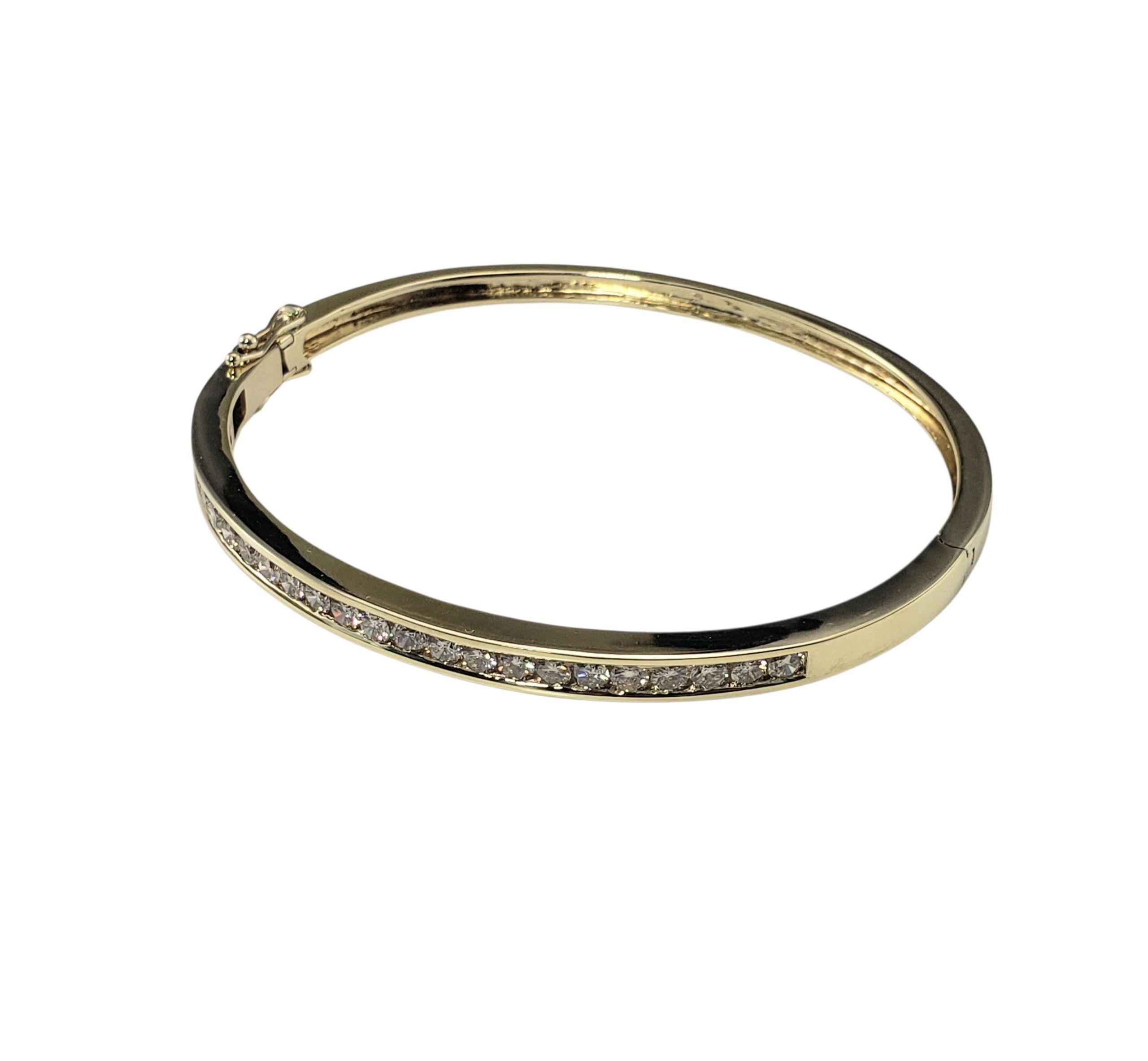 Contemporary 14 Karat Yellow Gold and Champagne Diamond Bangle Bracelet #22281 For Sale
