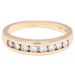 Vintage 14 Karat Yellow Gold and Channel Set Diamond Stackable Wedding Band Ring