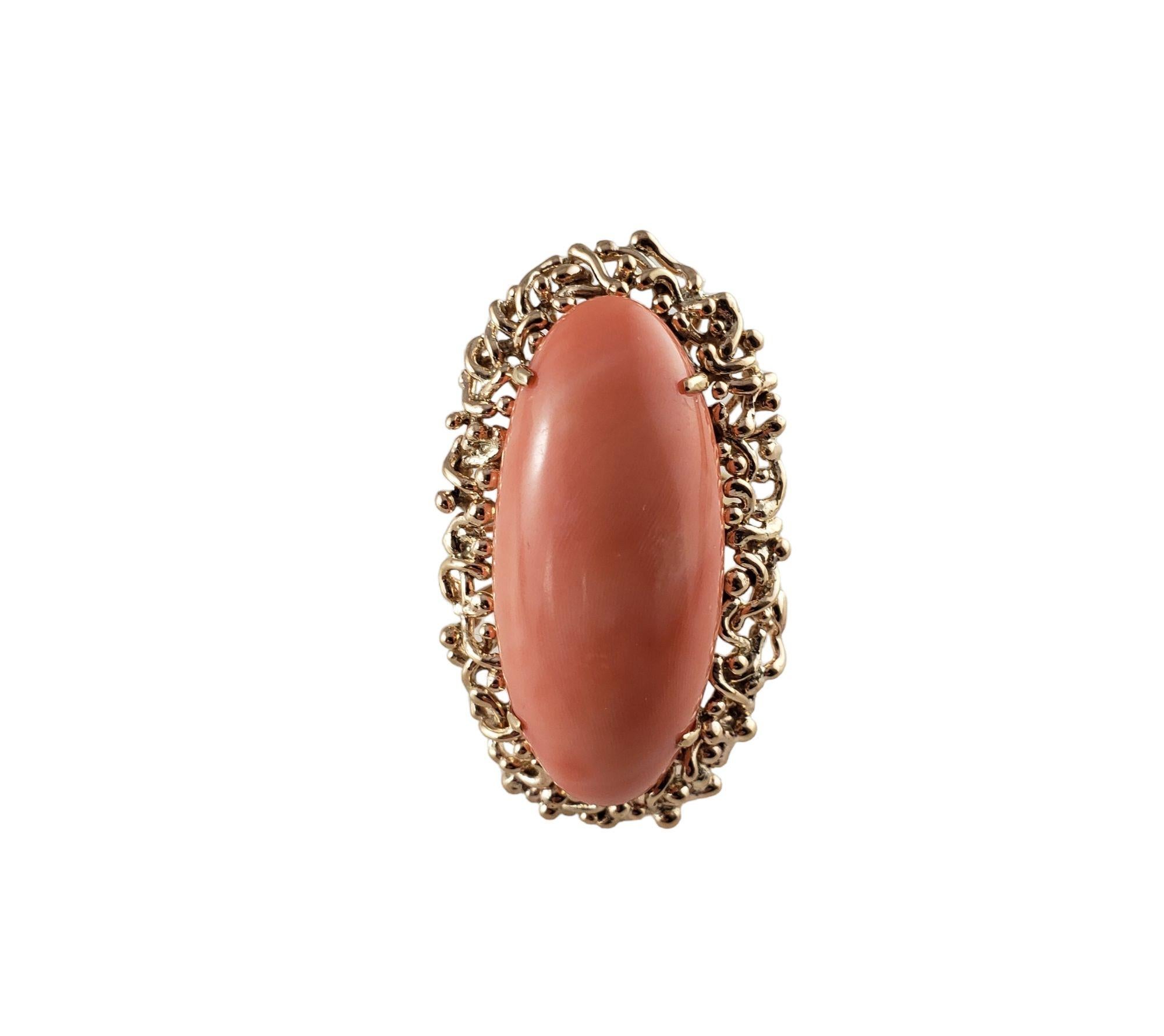 Women's 14 Karat Yellow Gold and Coral Ring #14004 For Sale