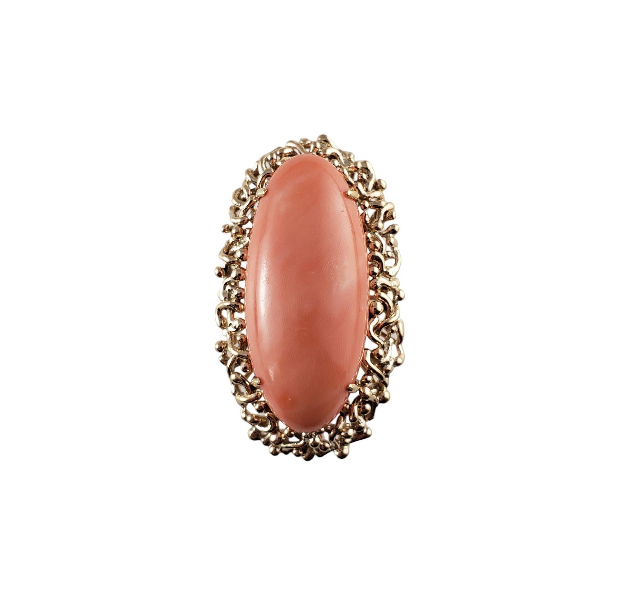 14 Karat Yellow Gold and Coral Ring #14004 For Sale 1