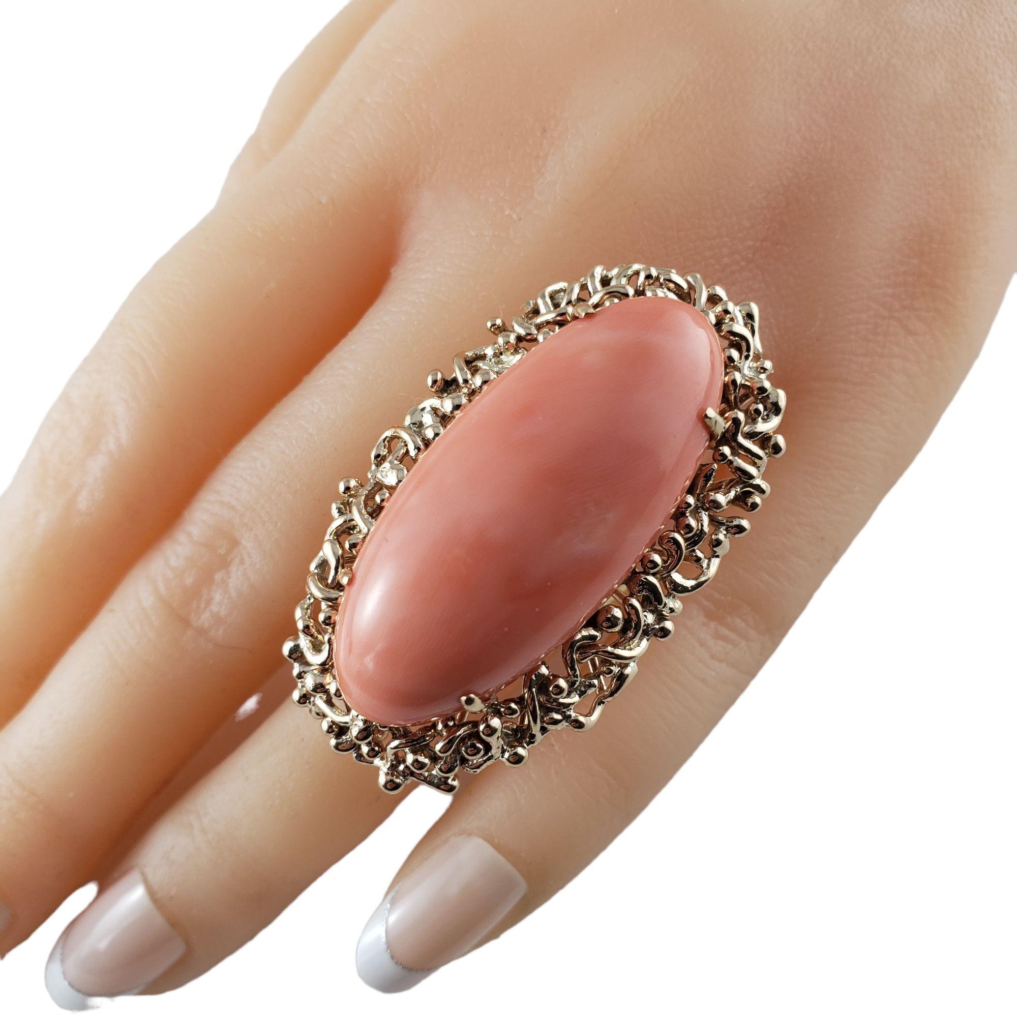 14 Karat Yellow Gold and Coral Ring #14004 For Sale 3