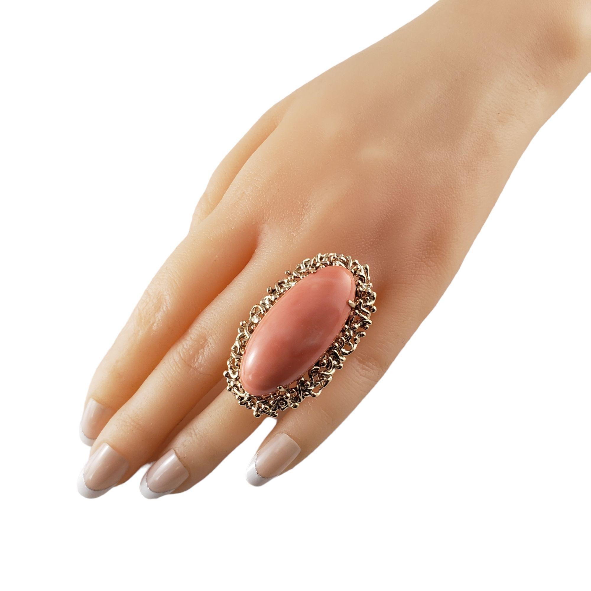 14 Karat Yellow Gold and Coral Ring #14004 For Sale 4