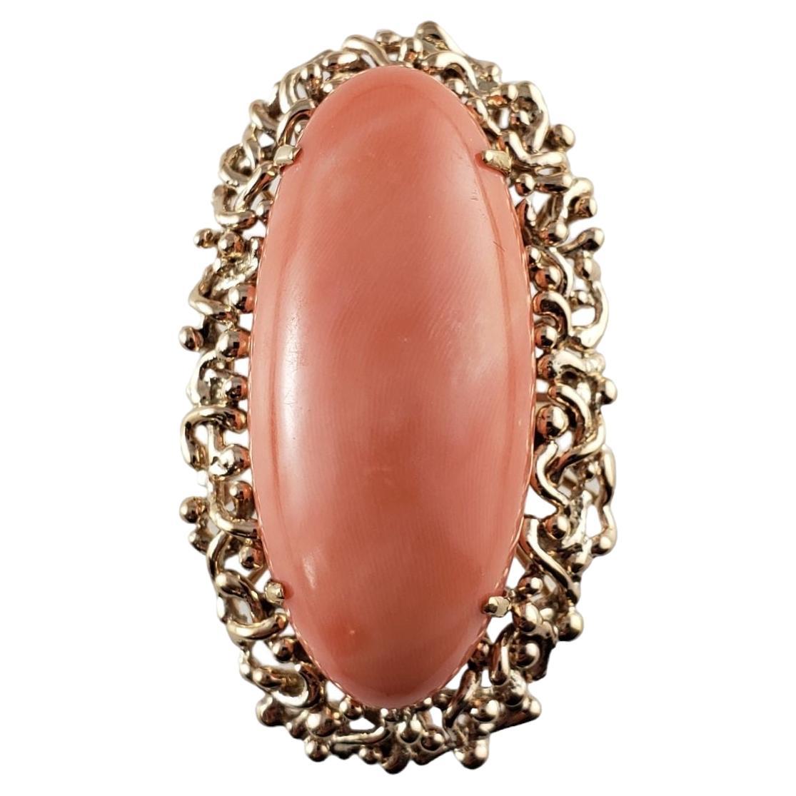 14 Karat Yellow Gold and Coral Ring #14004 For Sale