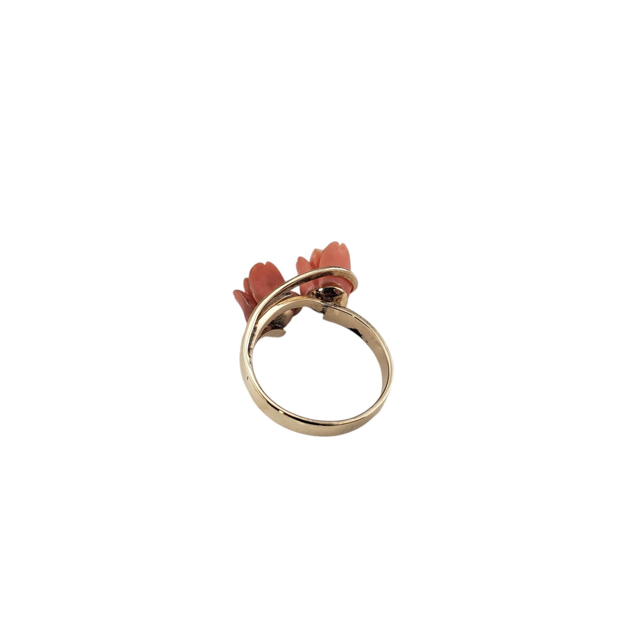 Mixed Cut 14 Karat Yellow Gold and Coral Rose Ring Size 6.5 #18971 For Sale