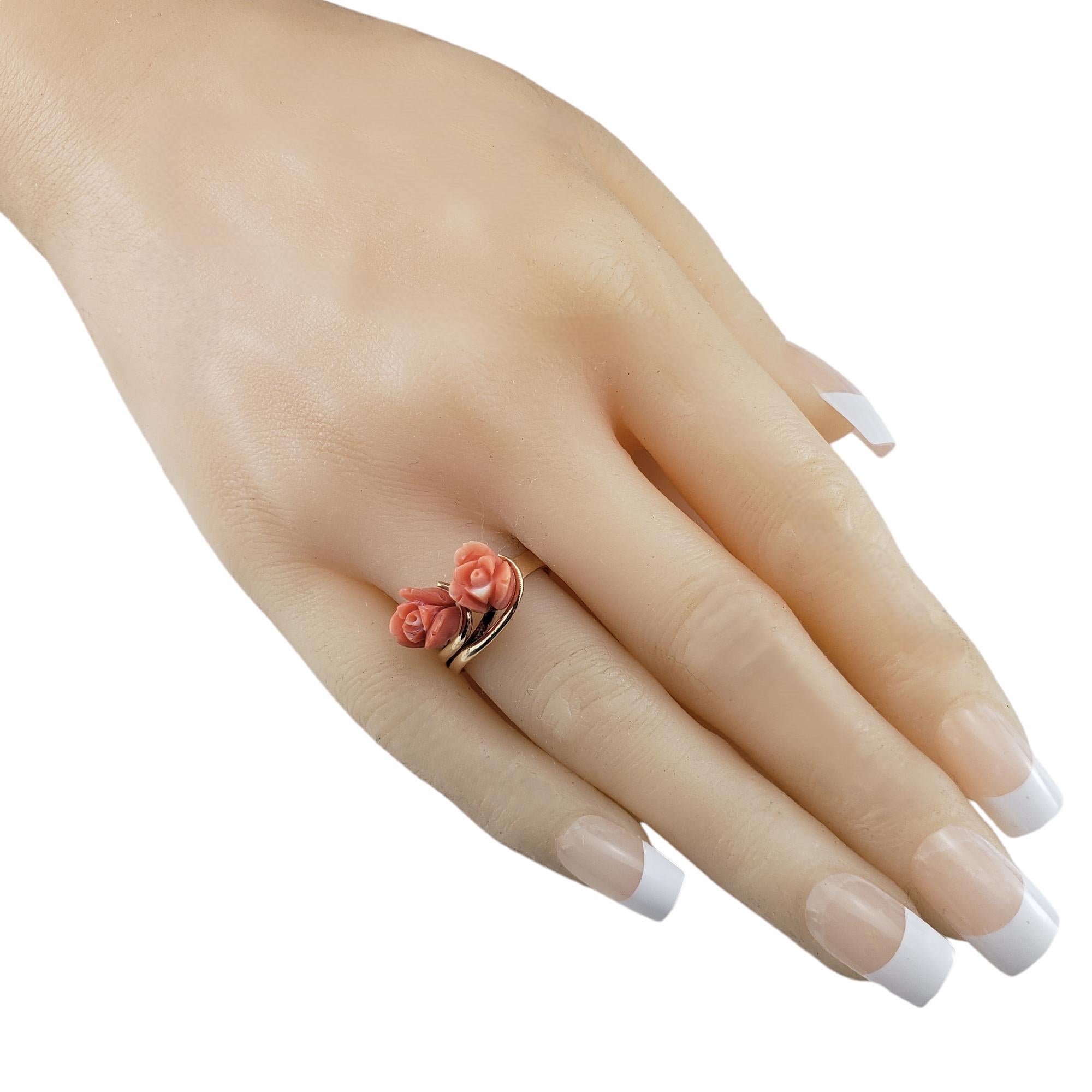 14 Karat Yellow Gold and Coral Rose Ring Size 6.5 #18971 For Sale 1