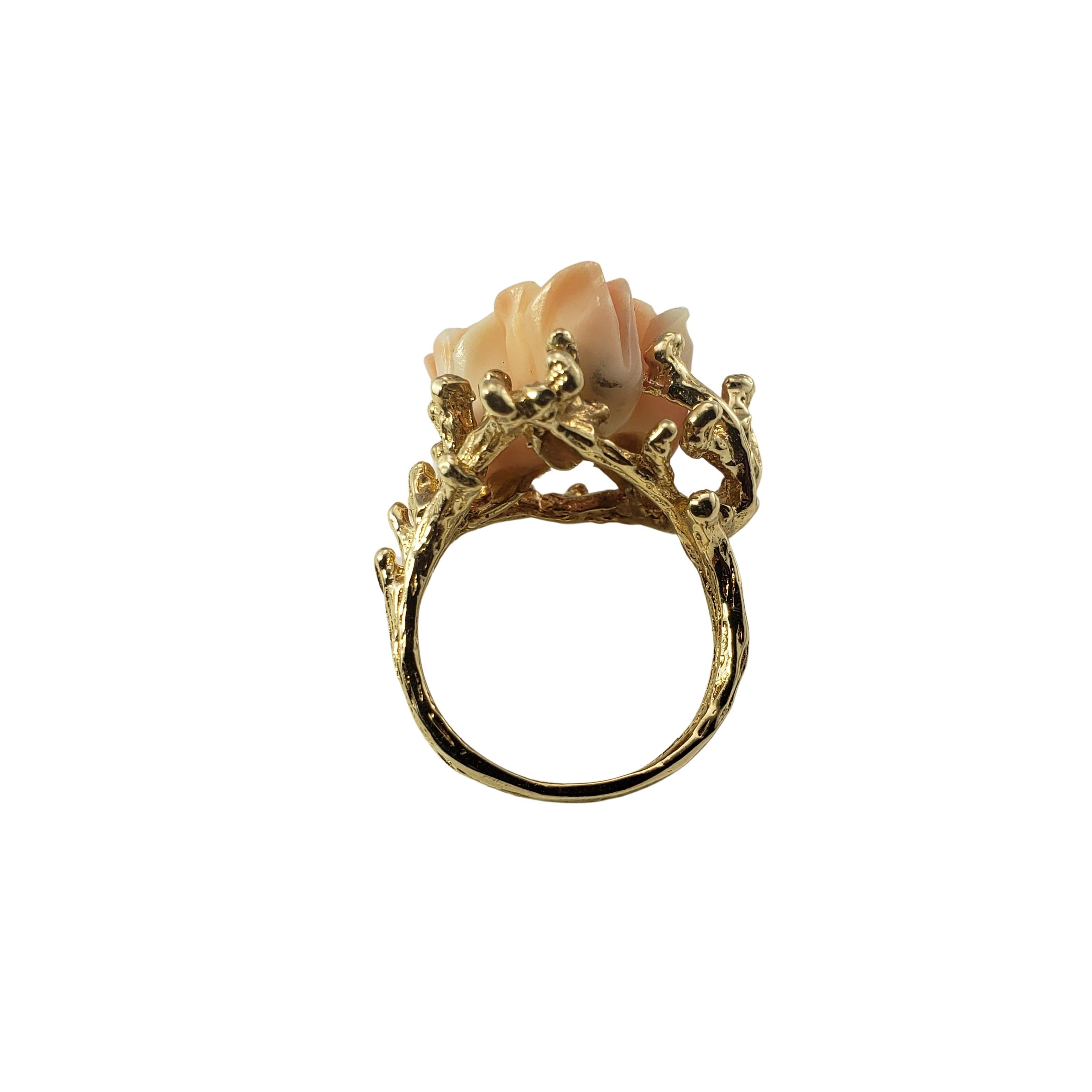 14 Karat Yellow Gold and Coral Rose Ring Size 7 1