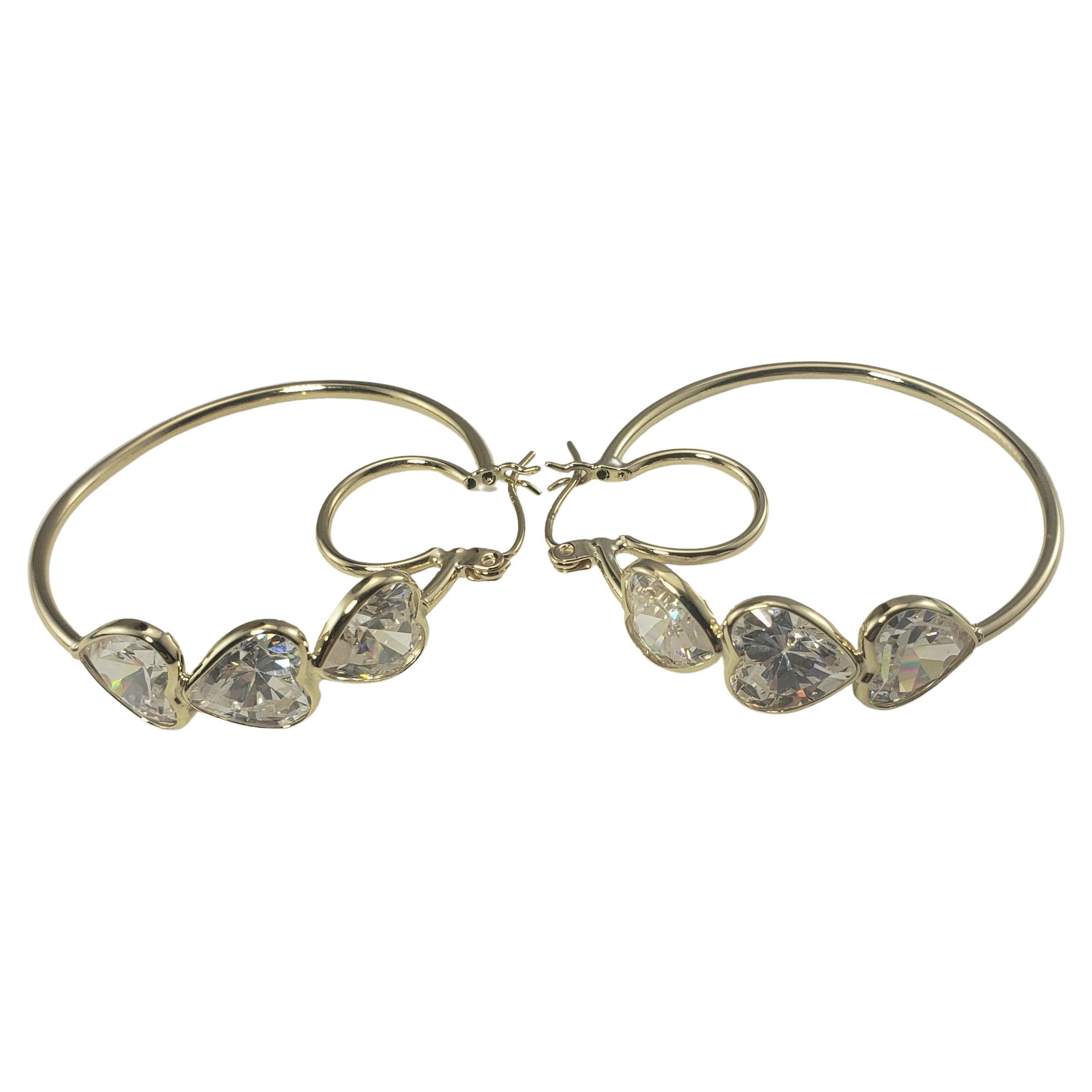 Marlo Laz White Diamond Yellow Gold 14 Karat Heart Spiked Hoop Earrings