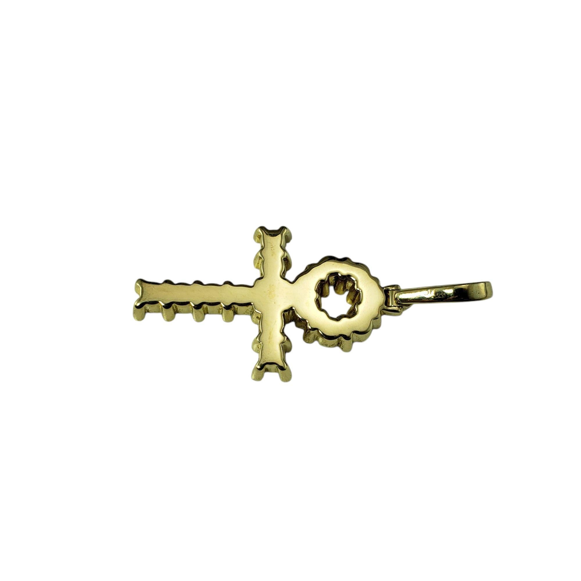Brilliant Cut 14 Karat Yellow Gold and Diamond Ankh Cross Pendant #21254 For Sale