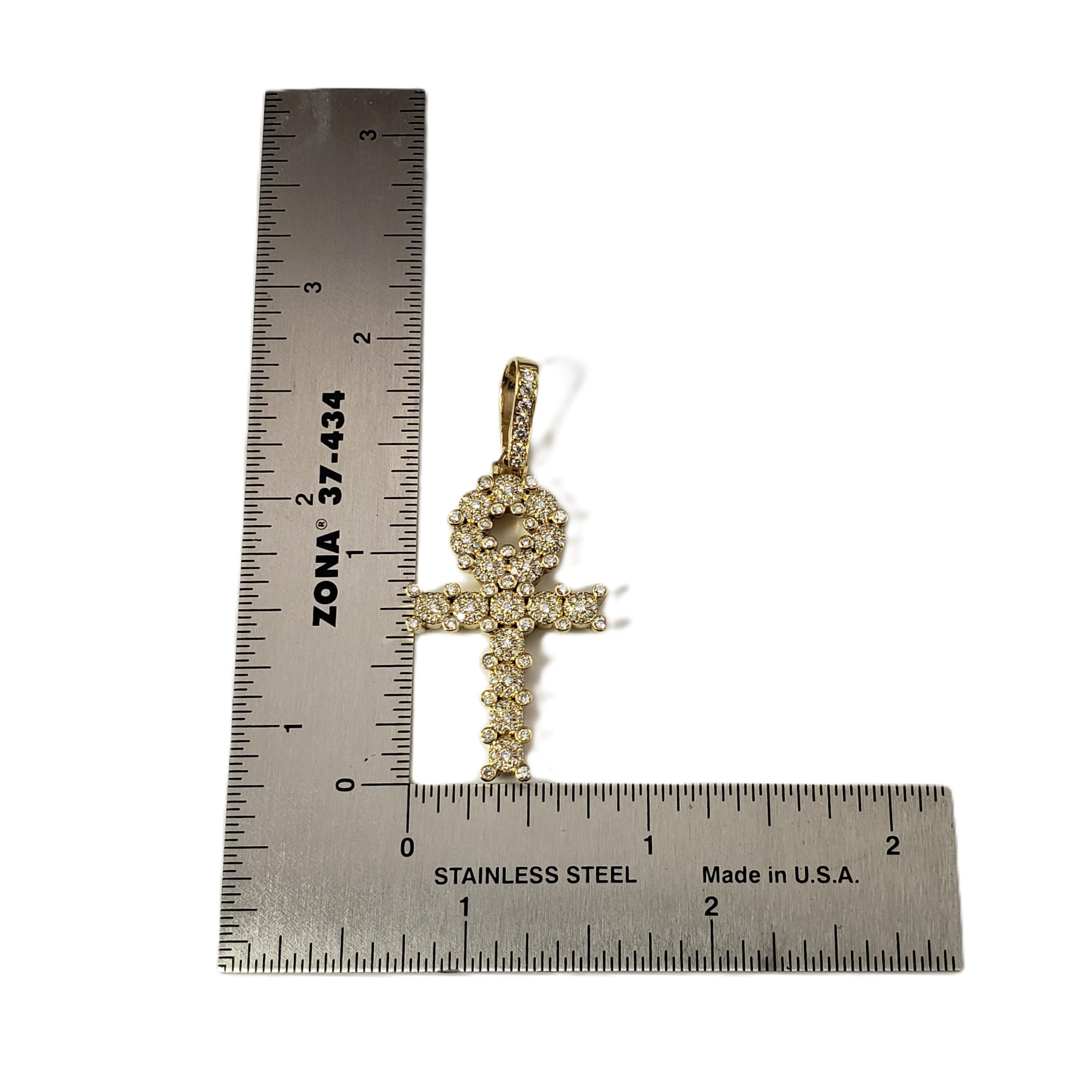 Women's 14 Karat Yellow Gold and Diamond Ankh Cross Pendant #21254 For Sale