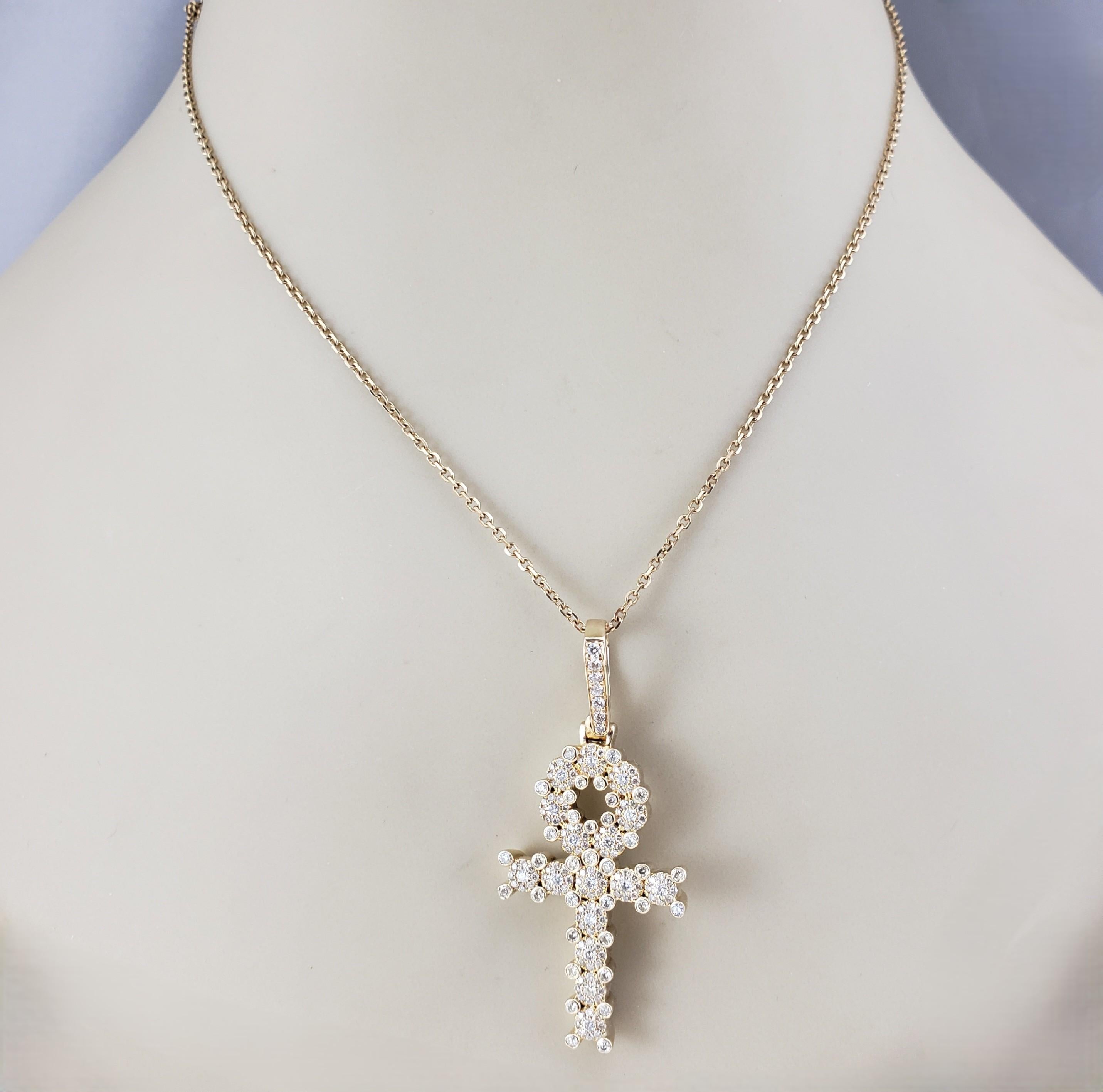 14 Karat Yellow Gold and Diamond Ankh Cross Pendant #21254 For Sale 1