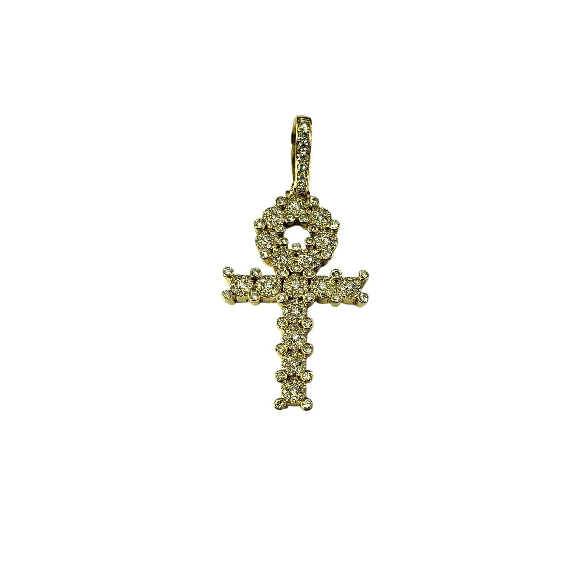 14 Karat Yellow Gold and Diamond Ankh Cross Pendant #21254