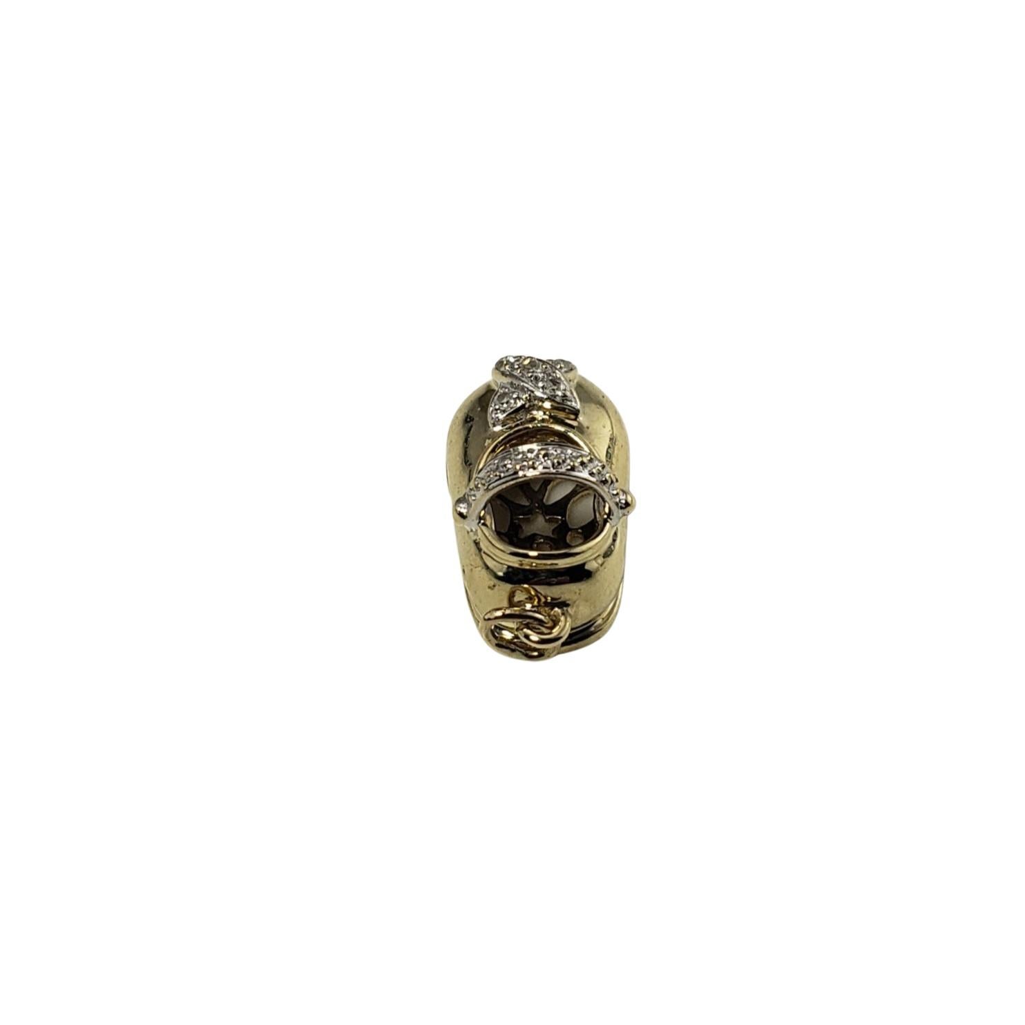14 Karat Gelbgold und Diamant-Baby-Schuh-Charm #12766 im Zustand „Gut“ im Angebot in Washington Depot, CT