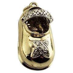 Vintage 14 Karat Yellow Gold and Diamond Baby Shoe Charm #12766