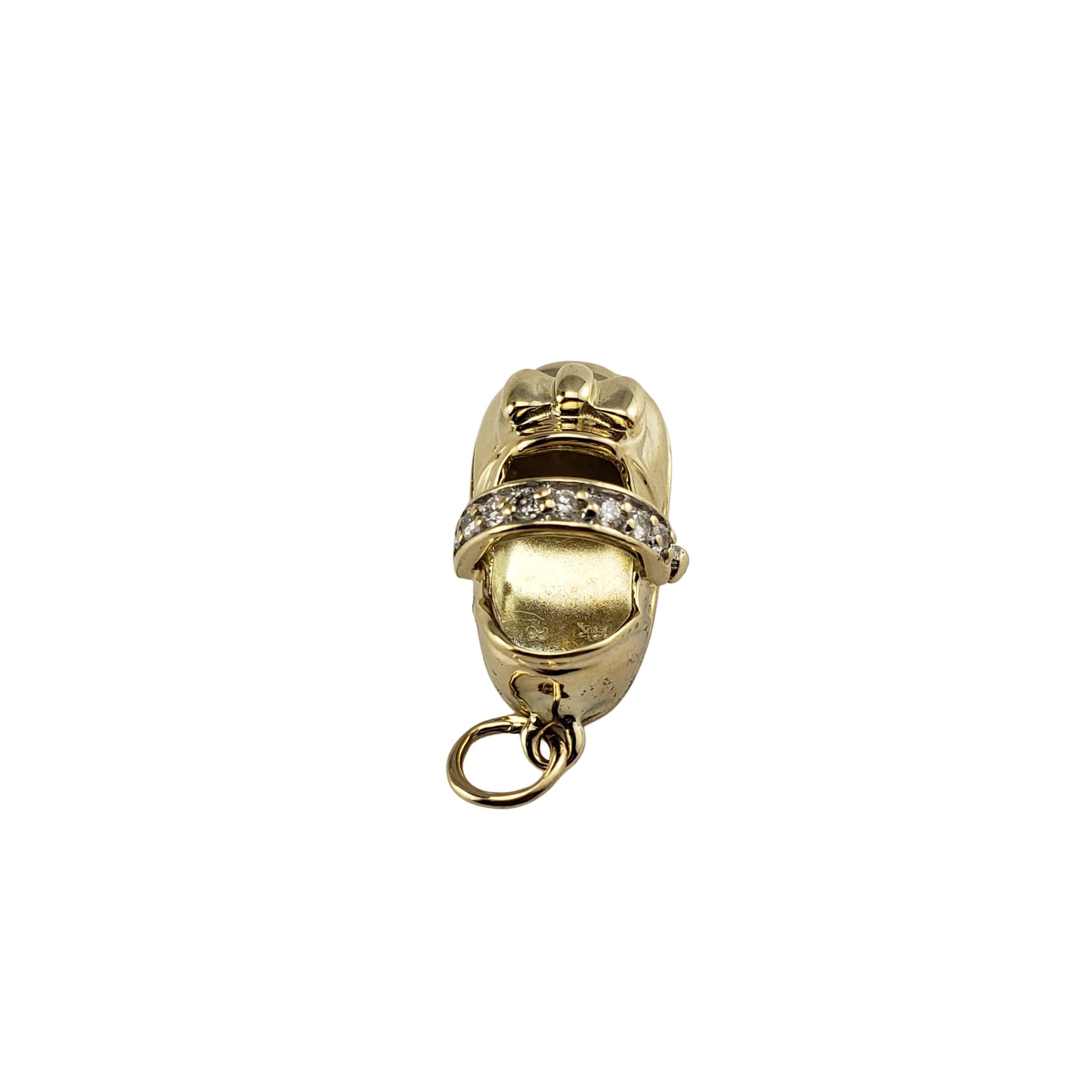 Brilliant Cut 14 Karat Yellow Gold and Diamond Baby Shoe Charm For Sale