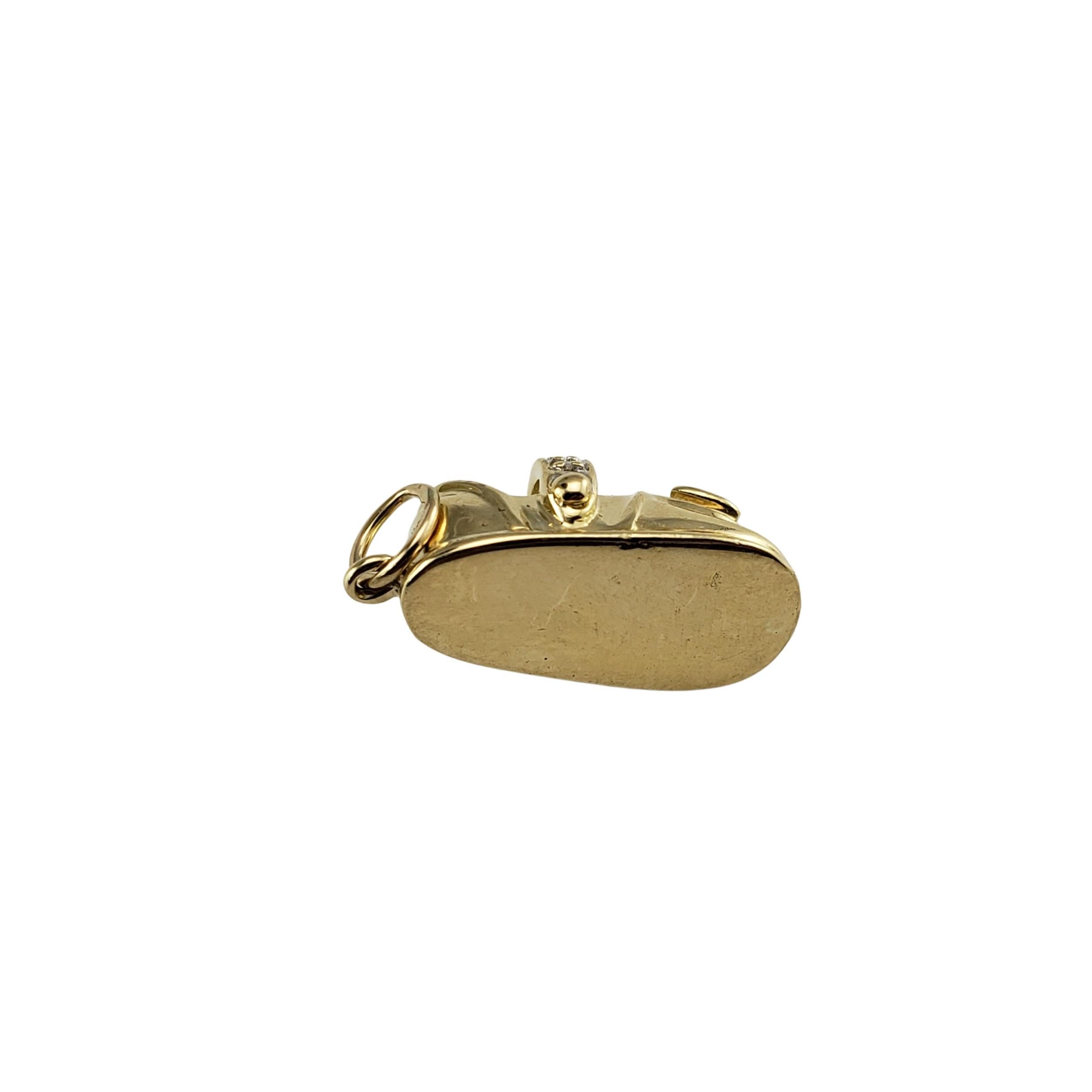 14 Karat Yellow Gold and Diamond Baby Shoe Charm In Good Condition For Sale In Washington Depot, CT