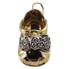 14 Karat Yellow Gold and Diamond Baby Shoe Charm