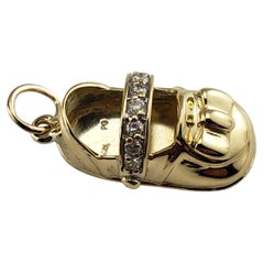 Vintage 14 Karat Yellow Gold and Diamond Baby Shoe Charm