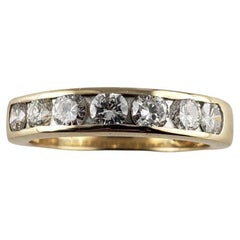 Bague à anneau en or jaune 14 carats et diamants taille 5,5 n° 14677