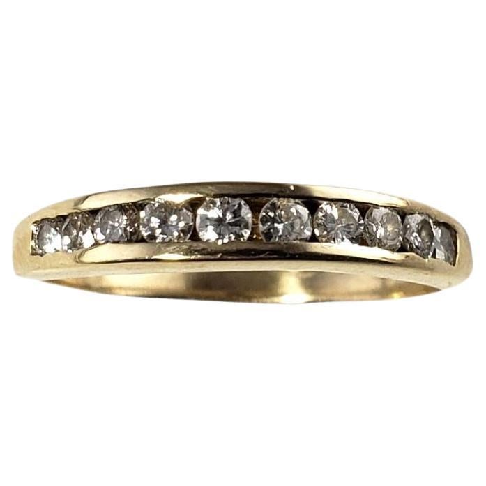 14 Karat Yellow Gold and Diamond Band Ring For Sale