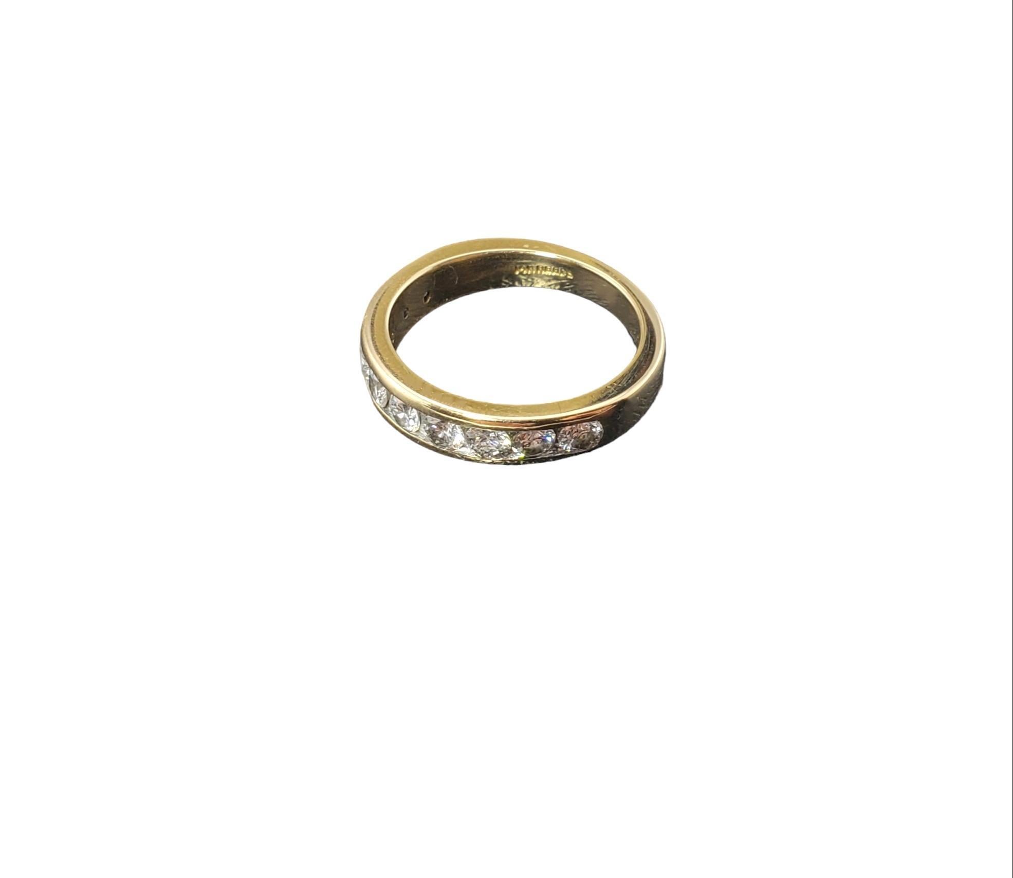 Taille ronde Anneau en or jaune 14 carats et diamants taille 6,5-6,75 n°15975 en vente