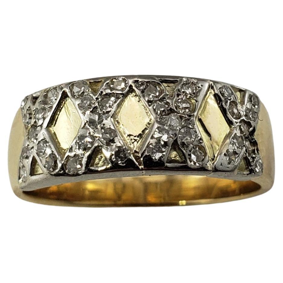 14 Karat Yellow Gold and Diamond Band Ring For Sale