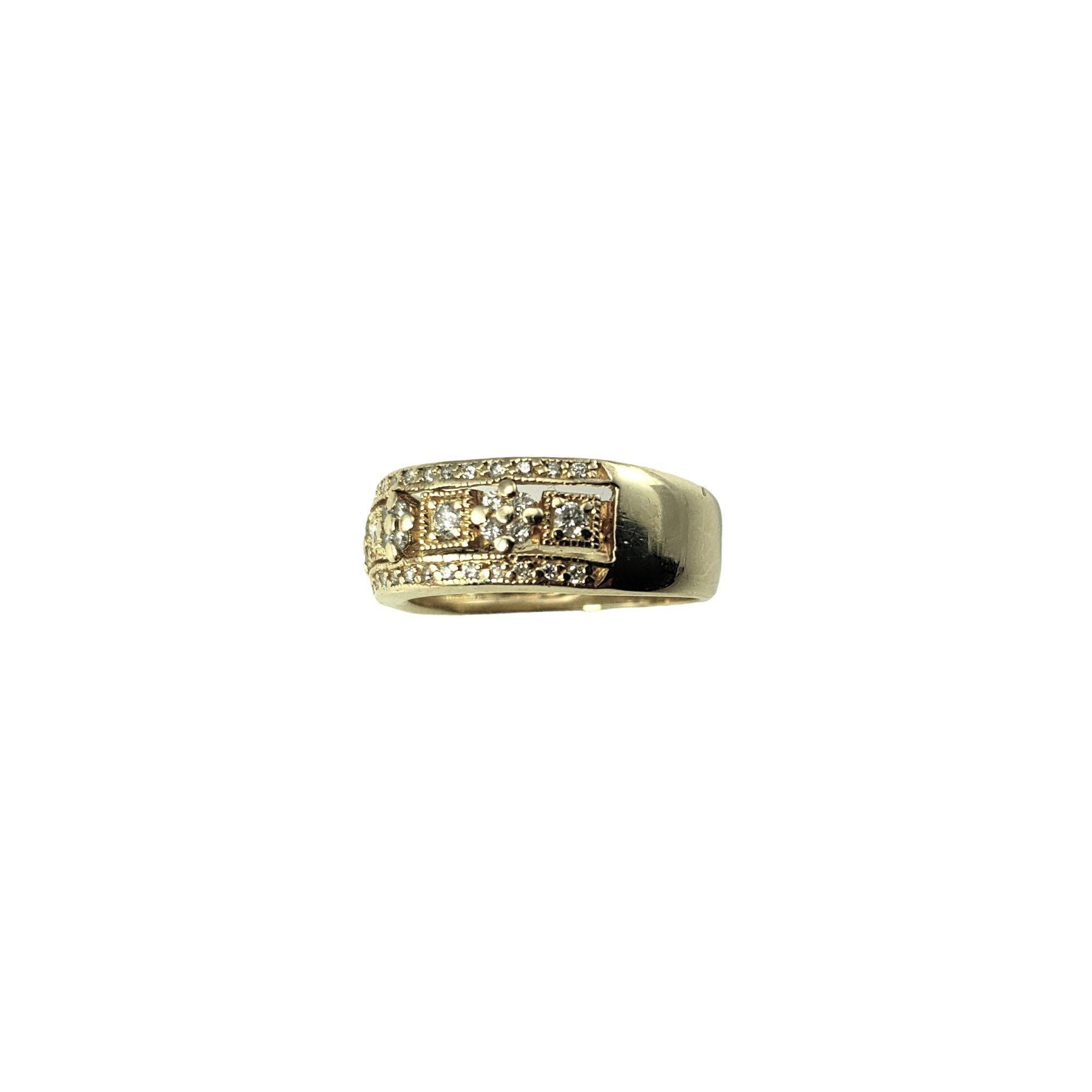 Brilliant Cut 14 Karat Yellow Gold and Diamond Band Ring Size 7 #15208 For Sale
