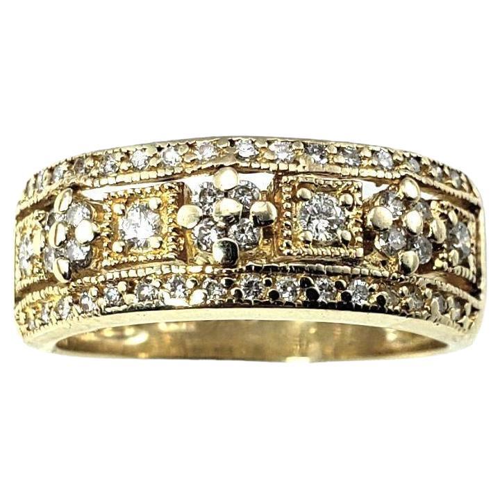 14 Karat Yellow Gold and Diamond Band Ring Size 7 #15208 For Sale