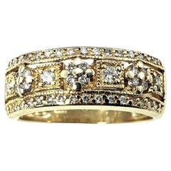 Vintage 14 Karat Yellow Gold and Diamond Band Ring Size 7 #15208
