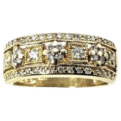Anillo de oro amarillo de 14 quilates y diamantes talla 7 #15208