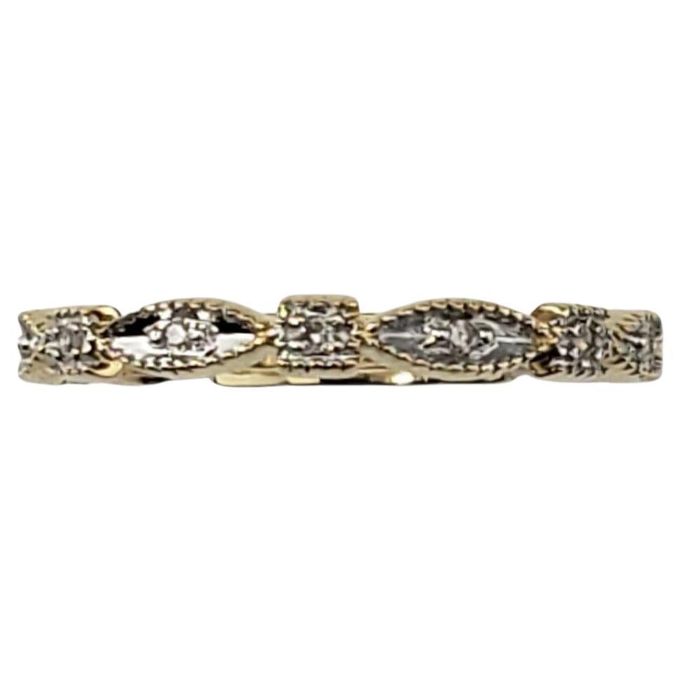 Bague en or jaune 14 carats et diamants Taille 7 #22306